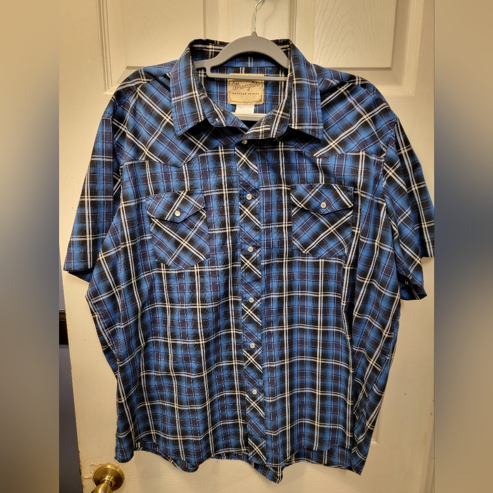 Wrangler Men's Blue Western Shirt Size 2XL